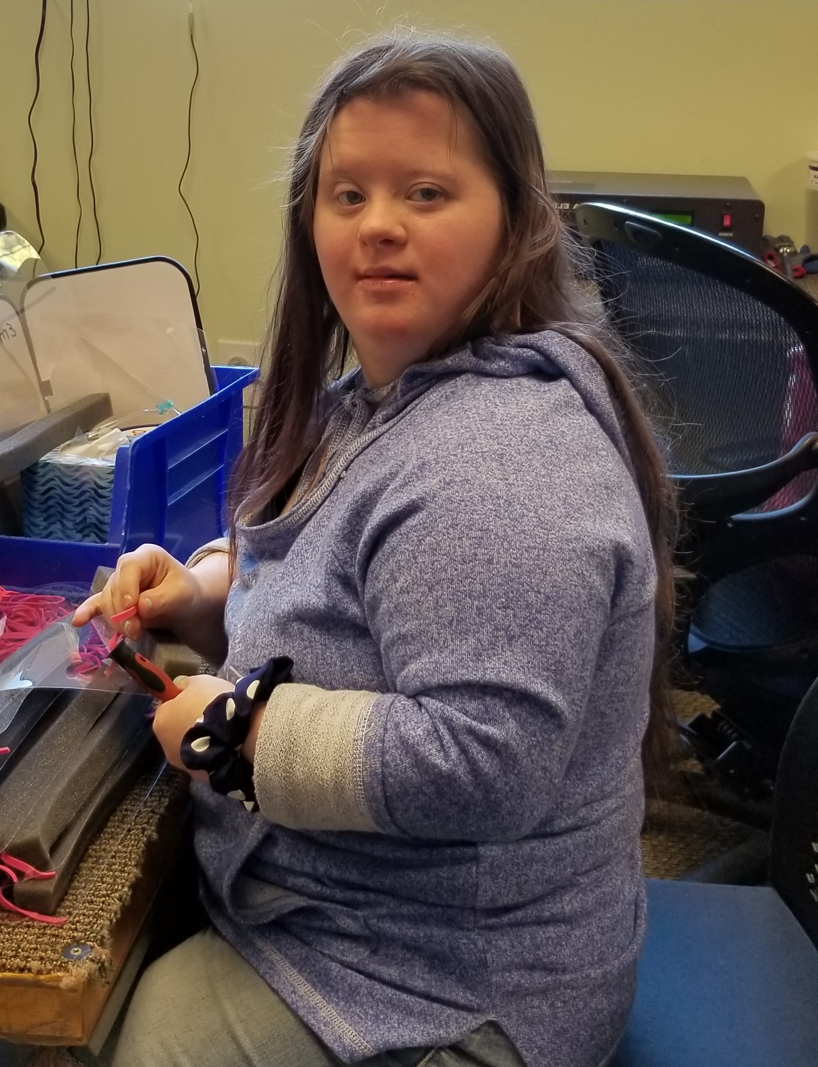 Adult with disability filling labor shortage and making masks for adults with disabilities